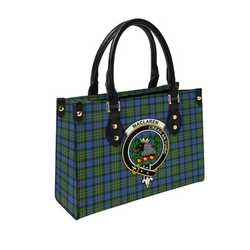 MacLaren Ancient Tartan Leather Bag with Family Crest