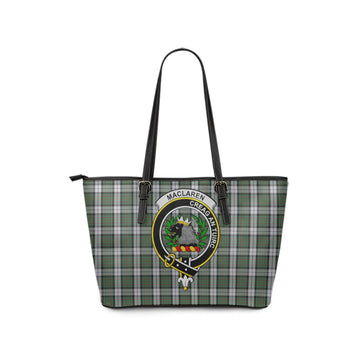 MacLaren Dress Tartan Leather Tote Bag with Family Crest