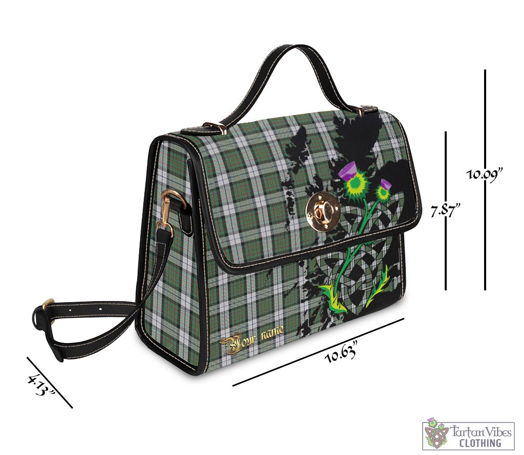 Tartan Vibes Clothing MacLaren Dress Tartan Waterproof Canvas Bag with Scotland Map and Thistle Celtic Accents