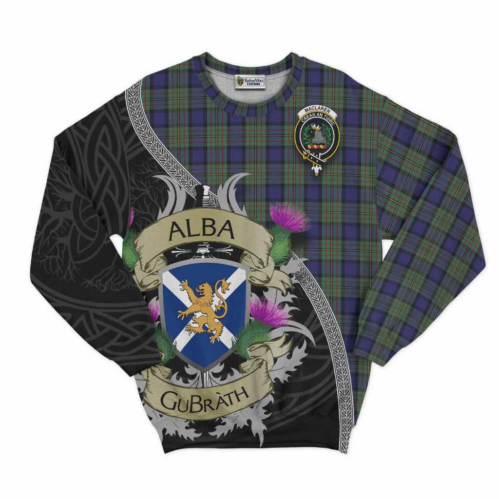Tartan Vibes Clothing MacLaren (McLaren) Tartan Family Crest Sweatshirt Lion Rampant Royal Thistle Shield Celtic Inspired