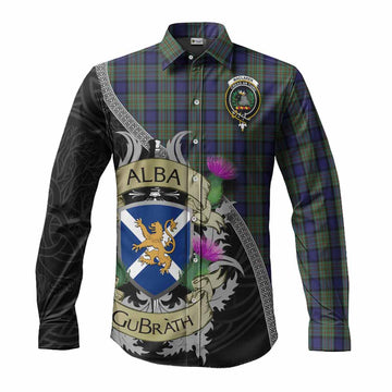 Tartan Vibes Clothing MacLaren (McLaren) Tartan Family Crest Long Sleeve Button Shirt Lion Rampant Royal Thistle Shield Celtic Inspired