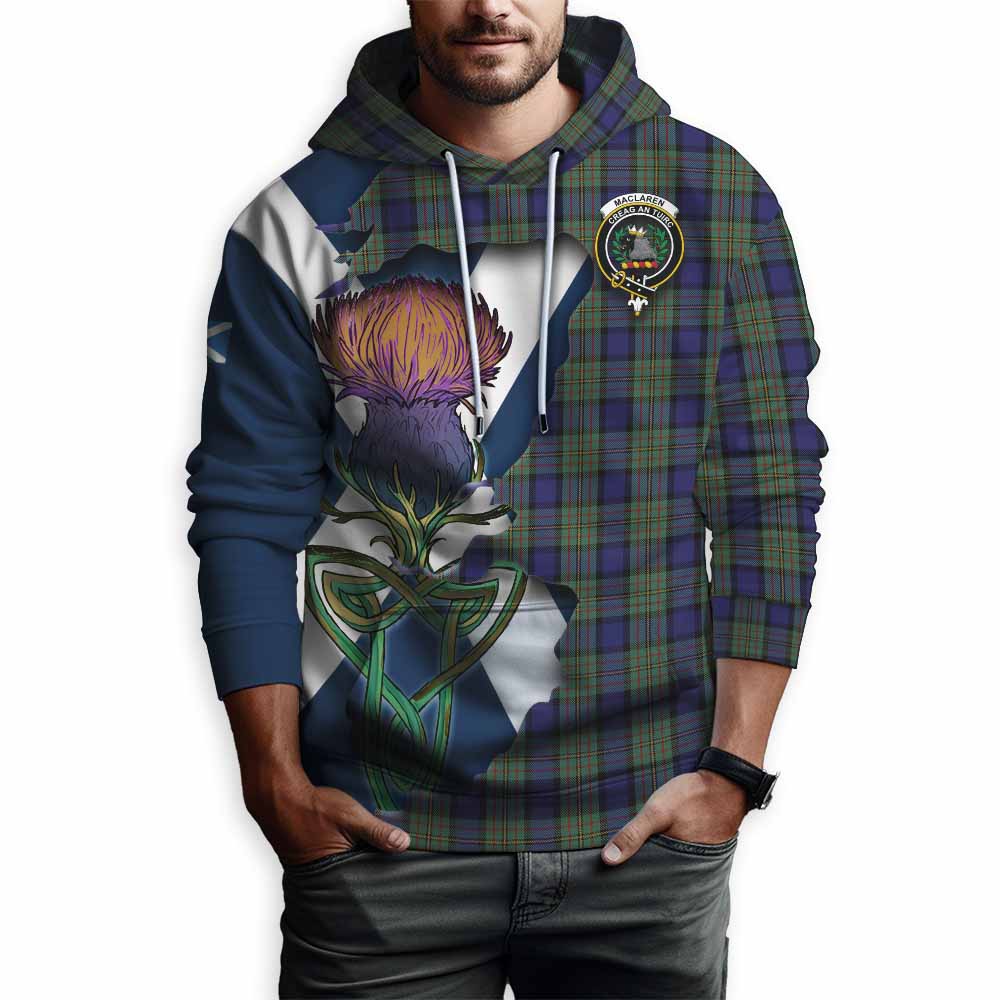 Tartan Vibes Clothing MacLaren (McLaren) Tartan Family Crest Hoodie Scottish Thistle Celtic Inspired