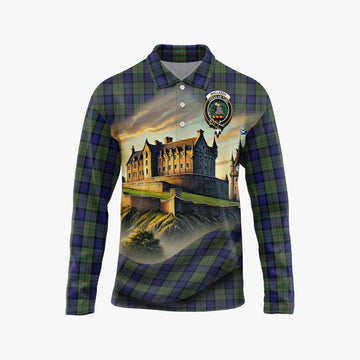 Tartan Vibes Clothing MacLaren (McLaren) Tartan Family Crest Long Sleeve Polo Shirt with Scottish Ancient Castle Style
