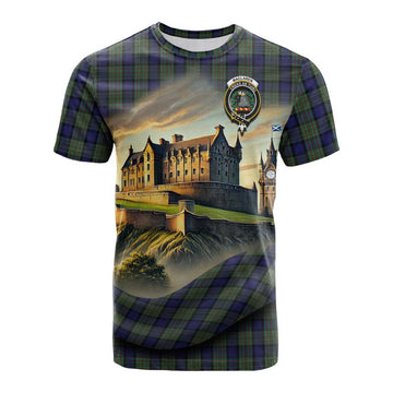 Tartan Vibes Clothing MacLaren (McLaren) Tartan Family Crest Cotton T-shirt with Scottish Ancient Castle Style