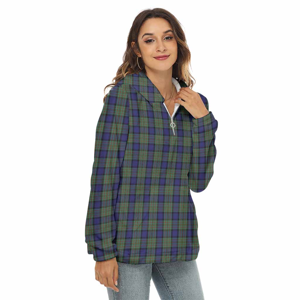 Tartan Vibes Clothing MacLaren (McLaren) Tartan Women's Borg  Half Zip Fleece Hoodie