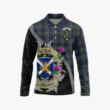 Tartan Vibes Clothing MacLaren (McLaren) Tartan Family Crest Long Sleeve Polo Shirt Lion Rampant Royal Thistle Shield Celtic Inspired