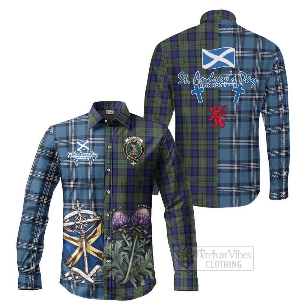 Tartan Vibes Clothing MacLaren (McLaren) Tartan Long Sleeve Button Shirt Happy St. Andrew's Day Half Tartan Style
