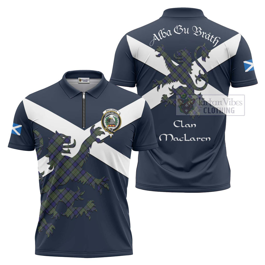 Tartan Vibes Clothing MacLaren (McLaren) Tartan Lion Rampant Zipper Polo Shirt – Proudly Display Your Heritage with Alba Gu Brath and Clan Name