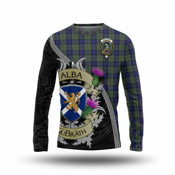 MacLaren (McLaren) Tartan Family Crest Long Sleeve T-Shirt Lion Rampant Royal Thistle Shield Celtic Inspired