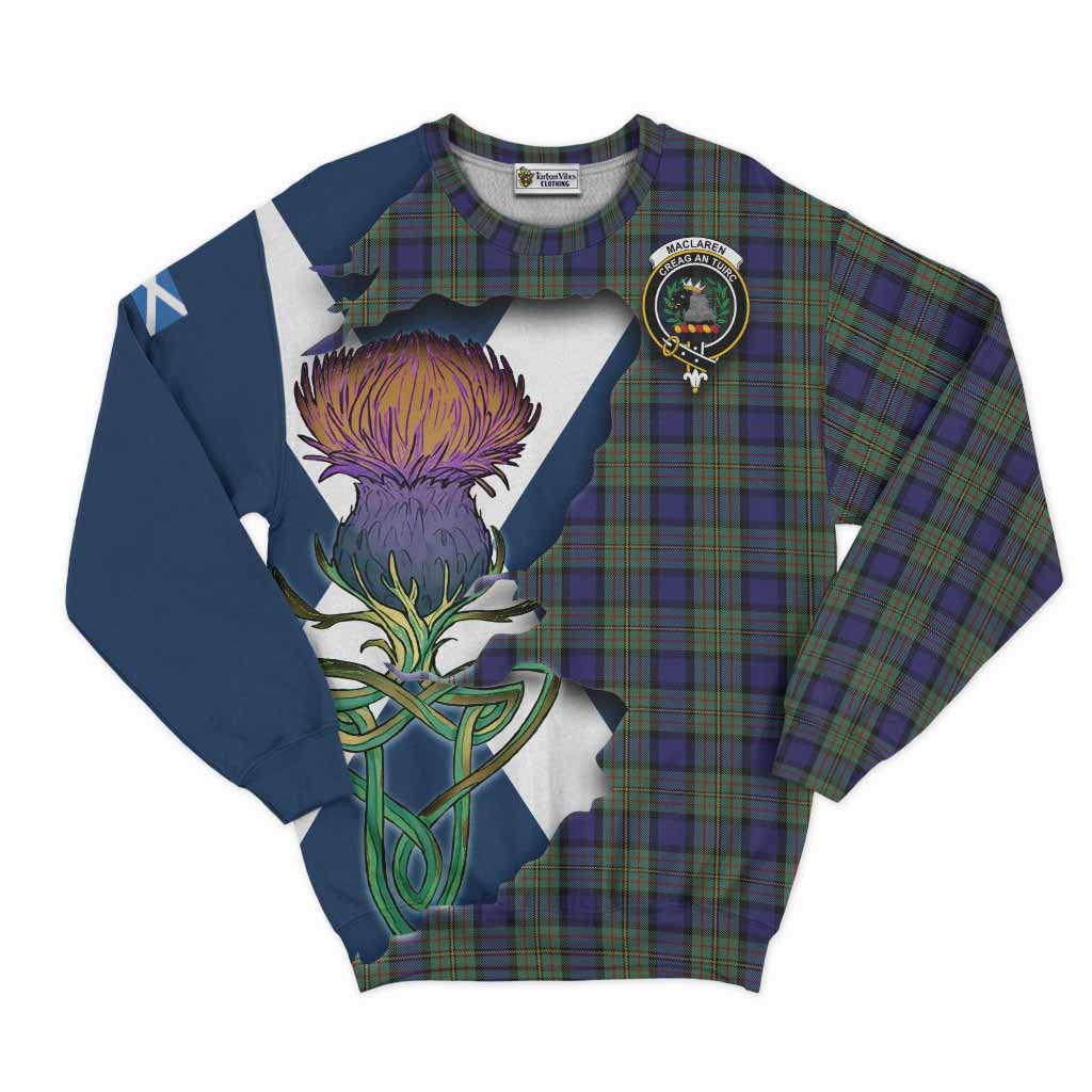 Tartan Vibes Clothing MacLaren (McLaren) Tartan Family Crest Sweatshirt Scottish Thistle Celtic Inspired