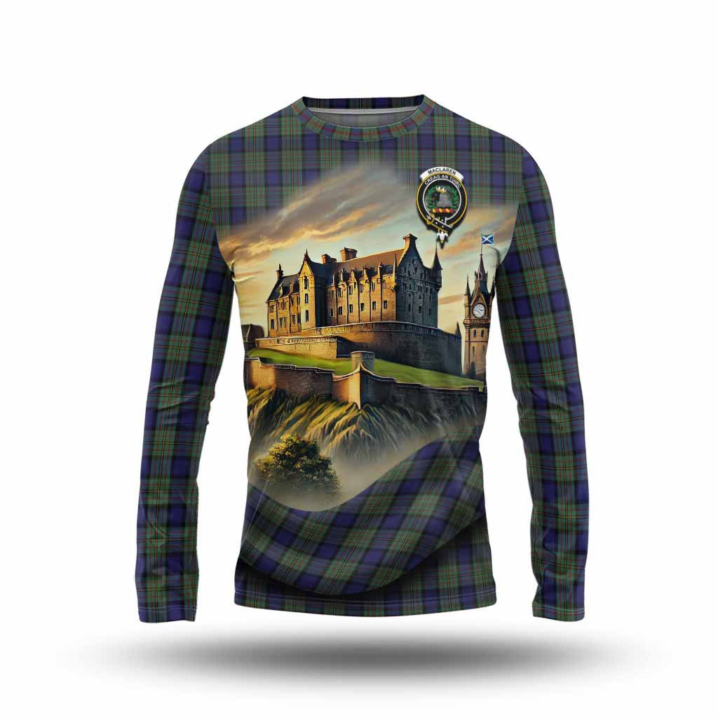 Tartan Vibes Clothing MacLaren (McLaren) Tartan Family Crest Long Sleeve T-Shirt with Scottish Ancient Castle Style