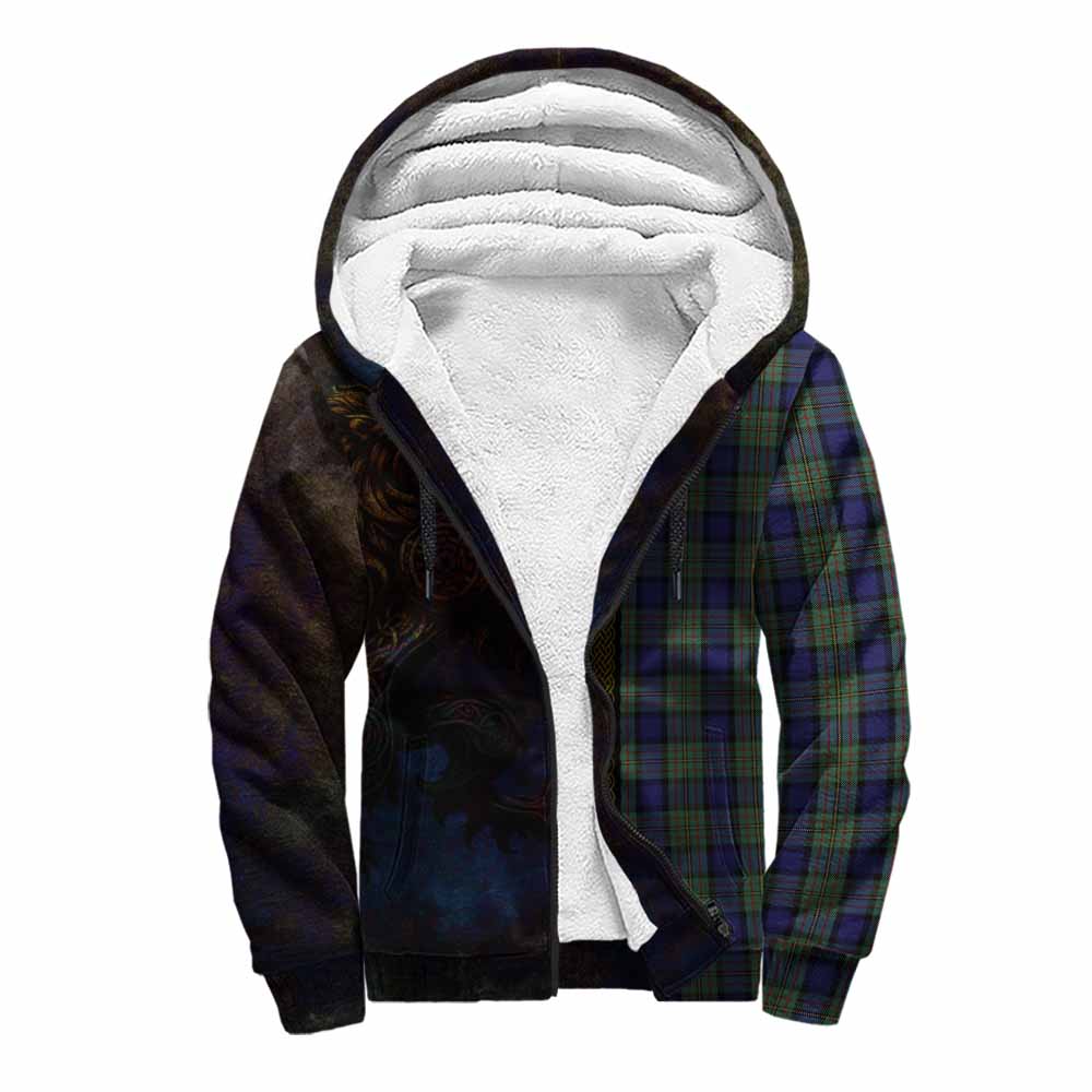 Tartan Vibes Clothing MacLaren (McLaren) Tartan Family Crest Sherpa Hoodie Alba Gu Brath Be Brave Lion Ancient Style
