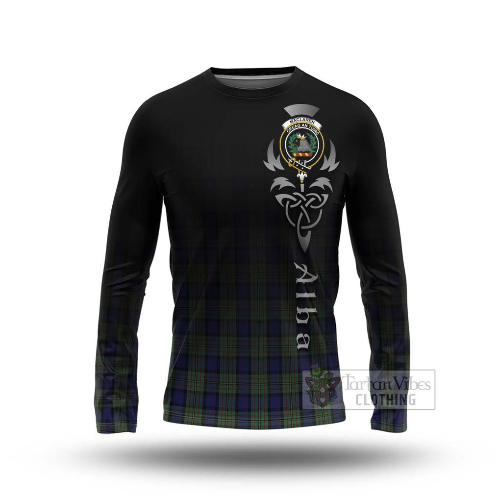 Tartan Vibes Clothing MacLaren (McLaren) Tartan Long Sleeve T-Shirt Featuring Alba Gu Brath Family Crest Celtic Inspired