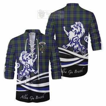 Tartan Vibes Clothing MacLaren (McLaren) Tartan Ghillie Kilt Shirt with Alba Gu Brath Regal Lion Emblem