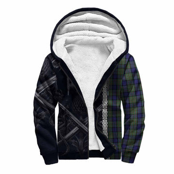 MacLaren (McLaren) Tartan Sherpa Hoodie with Family Crest Cross Sword Thistle Celtic Vibes