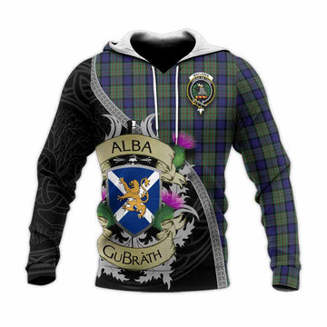 MacLaren (McLaren) Tartan Family Crest Knitted Hoodie Lion Rampant Royal Thistle Shield Celtic Inspired