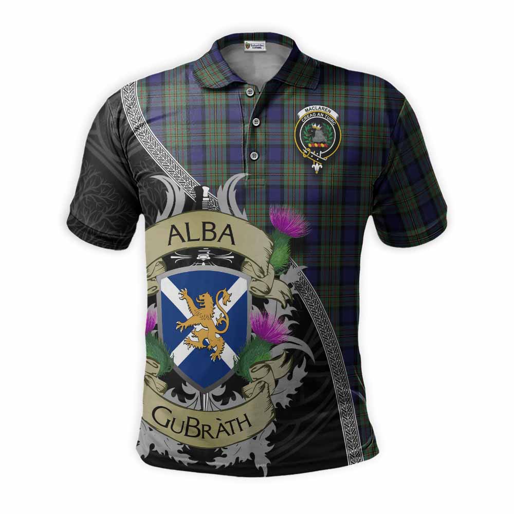Tartan Vibes Clothing MacLaren (McLaren) Tartan Family Crest Polo Shirt Lion Rampant Royal Thistle Shield Celtic Inspired