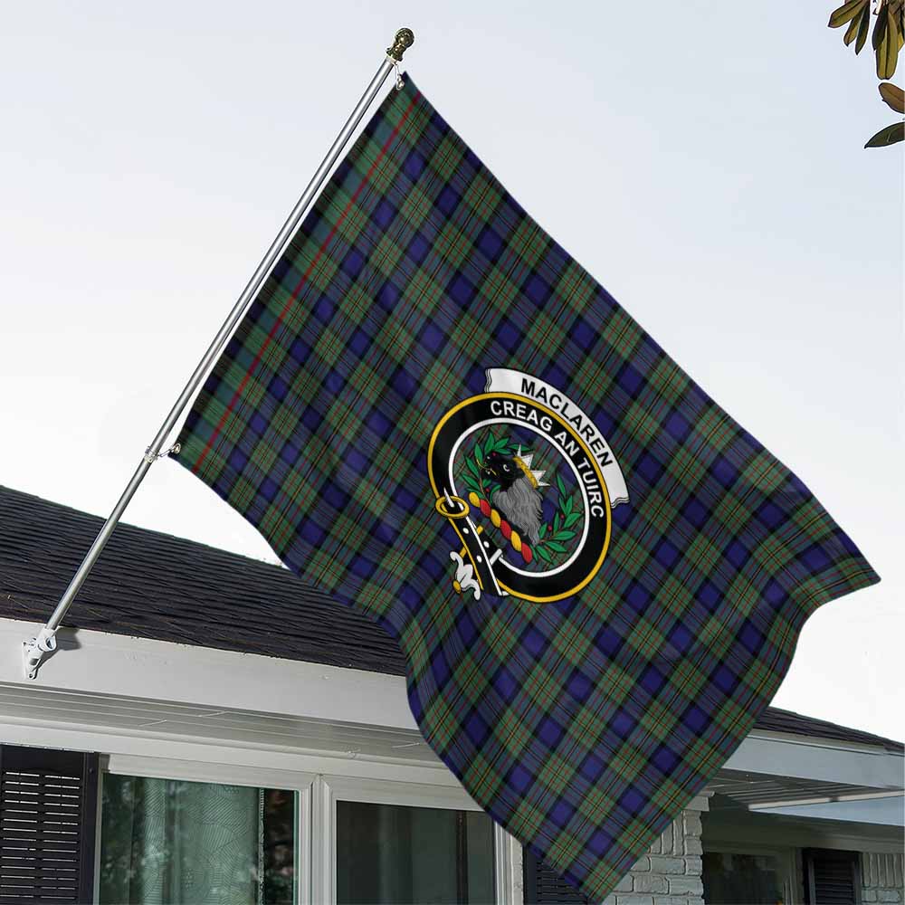 Tartan Vibes Clothing MacLaren (McLaren) Tartan House Flag with Family Crest