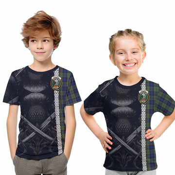 Tartan Vibes Clothing MacLaren (McLaren) Tartan Kid T-Shirt with Family Crest Cross Sword Thistle Celtic Vibes