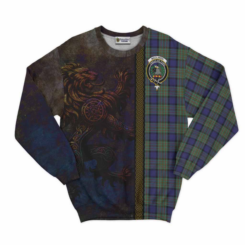 Tartan Vibes Clothing MacLaren (McLaren) Tartan Family Crest Sweatshirt Alba Gu Brath Be Brave Lion Ancient Style