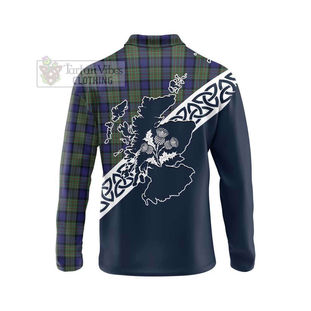MacLaren (McLaren) Tartan Long Sleeve Polo Shirt Featuring Thistle and Scotland Map - Tartan Vibes Clothing