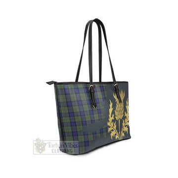MacLaren (McLaren) Tartan Leather Tote Bag Gold Thistle Style