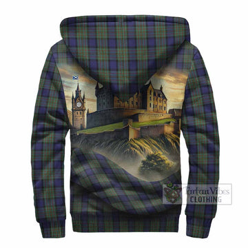 MacLaren (McLaren) Tartan Family Crest Sherpa Hoodie with Scottish Ancient Castle Style