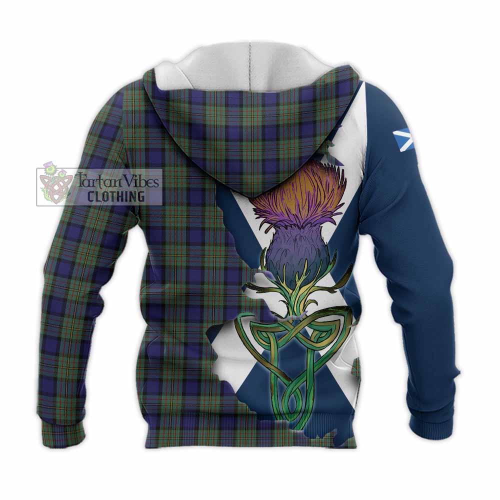 Tartan Vibes Clothing MacLaren (McLaren) Tartan Family Crest Knitted Hoodie Scottish Thistle Celtic Inspired