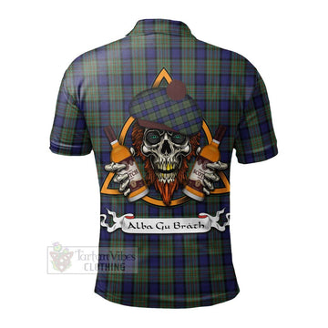 MacLaren (McLaren) Tartan Polo Shirt with Family Crest and Bearded Skull Holding Bottles of Whiskey - Tartan Vibes Clothing