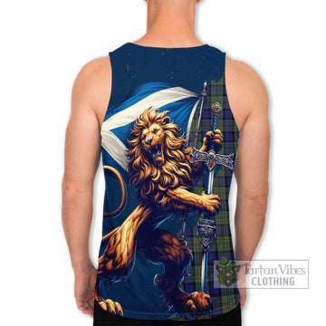 Tartan Vibes Clothing MacLaren (McLaren) Tartan Family Crest Men's Tank Top with Scottish Majestic Lion