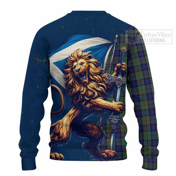 Tartan Vibes Clothing MacLaren (McLaren) Tartan Family Crest Knitted Sweater with Scottish Majestic Lion