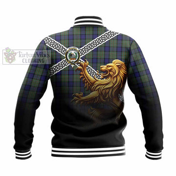 MacLaren (McLaren) Crest Tartan Baseball Jacket with Golden Lion Emblem Celtic Style