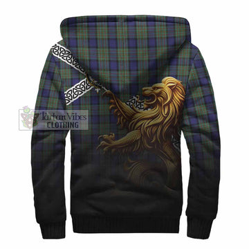 MacLaren (McLaren) Crest Tartan Sherpa Hoodie with Golden Lion Emblem Celtic Style