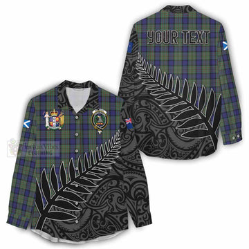 Tartan Vibes Clothing MacLaren (McLaren) Crest Tartan Women's Casual Shirt with New Zealand Silver Fern Half Style