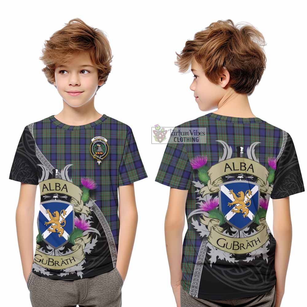 Tartan Vibes Clothing MacLaren (McLaren) Tartan Family Crest Kid T-Shirt Lion Rampant Royal Thistle Shield Celtic Inspired