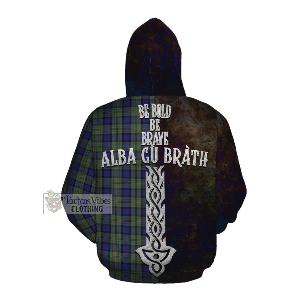 Tartan Vibes Clothing MacLaren (McLaren) Tartan Family Crest Cotton Hoodie Alba Gu Brath Be Brave Lion Ancient Style