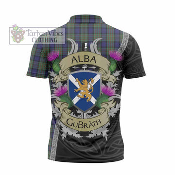MacLaren (McLaren) Tartan Family Crest Zipper Polo Shirt Lion Rampant Royal Thistle Shield Celtic Inspired