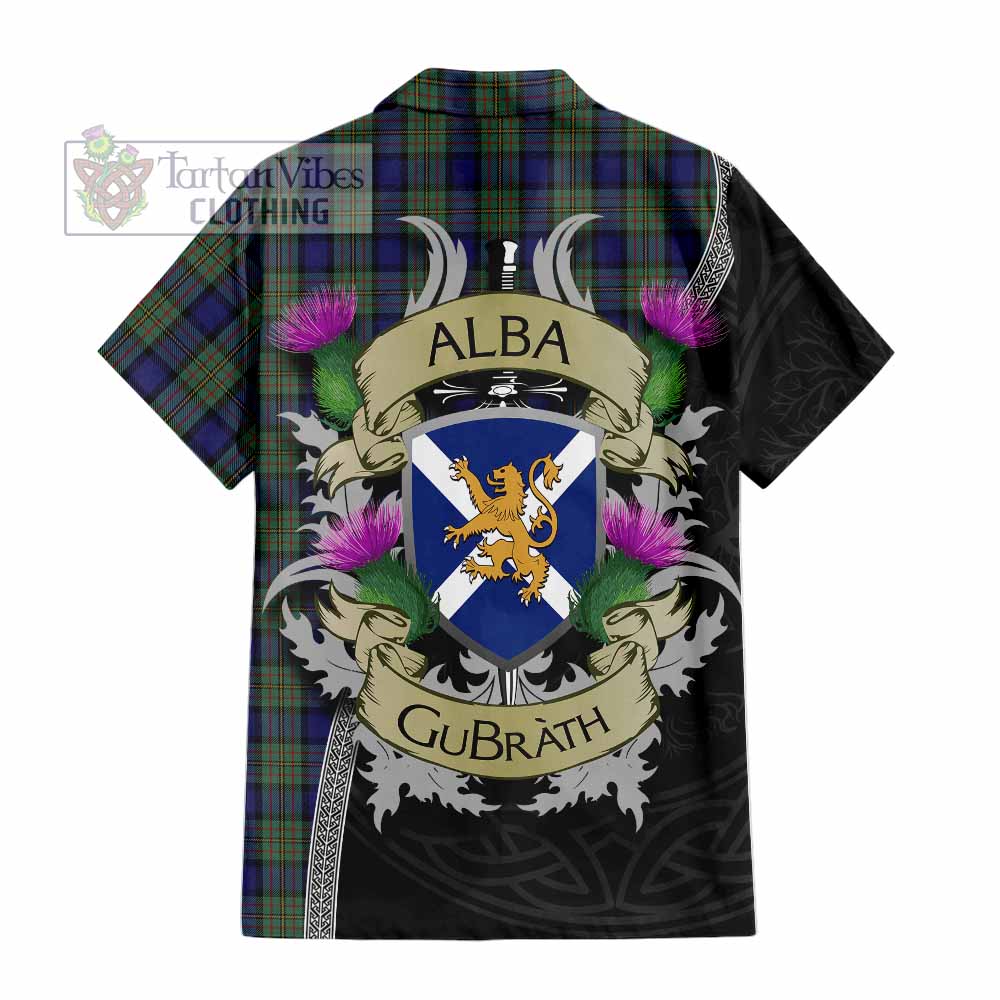Tartan Vibes Clothing MacLaren (McLaren) Tartan Family Crest Short Sleeve Button Shirt Lion Rampant Royal Thistle Shield Celtic Inspired