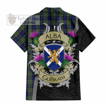 Tartan Vibes Clothing MacLaren (McLaren) Tartan Family Crest Short Sleeve Button Shirt Lion Rampant Royal Thistle Shield Celtic Inspired