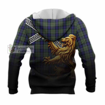MacLaren (McLaren) Crest Tartan Knitted Hoodie with Golden Lion Emblem Celtic Style