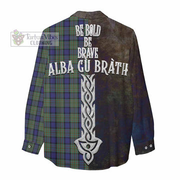 MacLaren (McLaren) Tartan Family Crest Women's Casual Shirt Alba Gu Brath Be Brave Lion Ancient Style