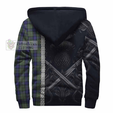 MacLaren (McLaren) Tartan Sherpa Hoodie with Family Crest Cross Sword Thistle Celtic Vibes