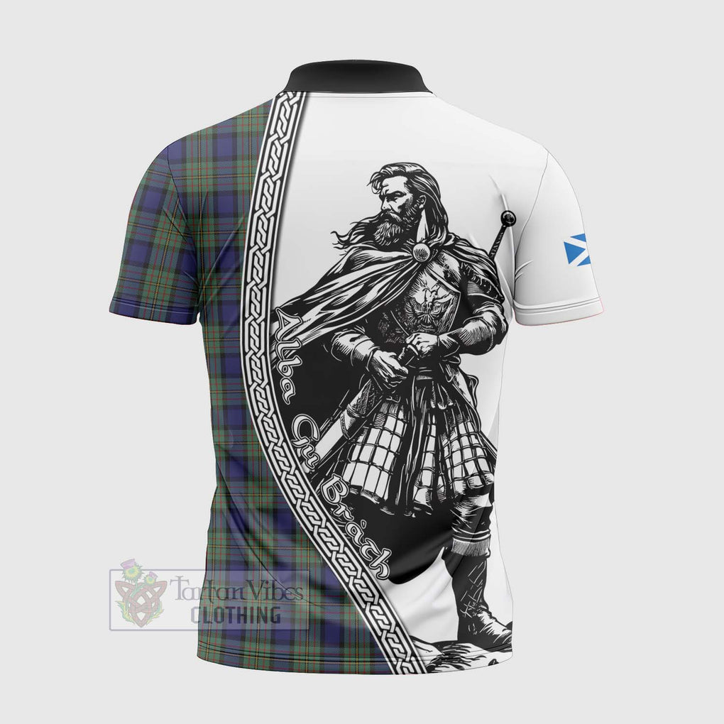 MacLaren (McLaren) Tartan Clan Crest Zipper Polo Shirt with Highlander Warrior Celtic Style - Tartan Vibes Clothing