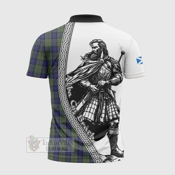 MacLaren (McLaren) Tartan Clan Crest Zipper Polo Shirt with Highlander Warrior Celtic Style - Tartan Vibes Clothing