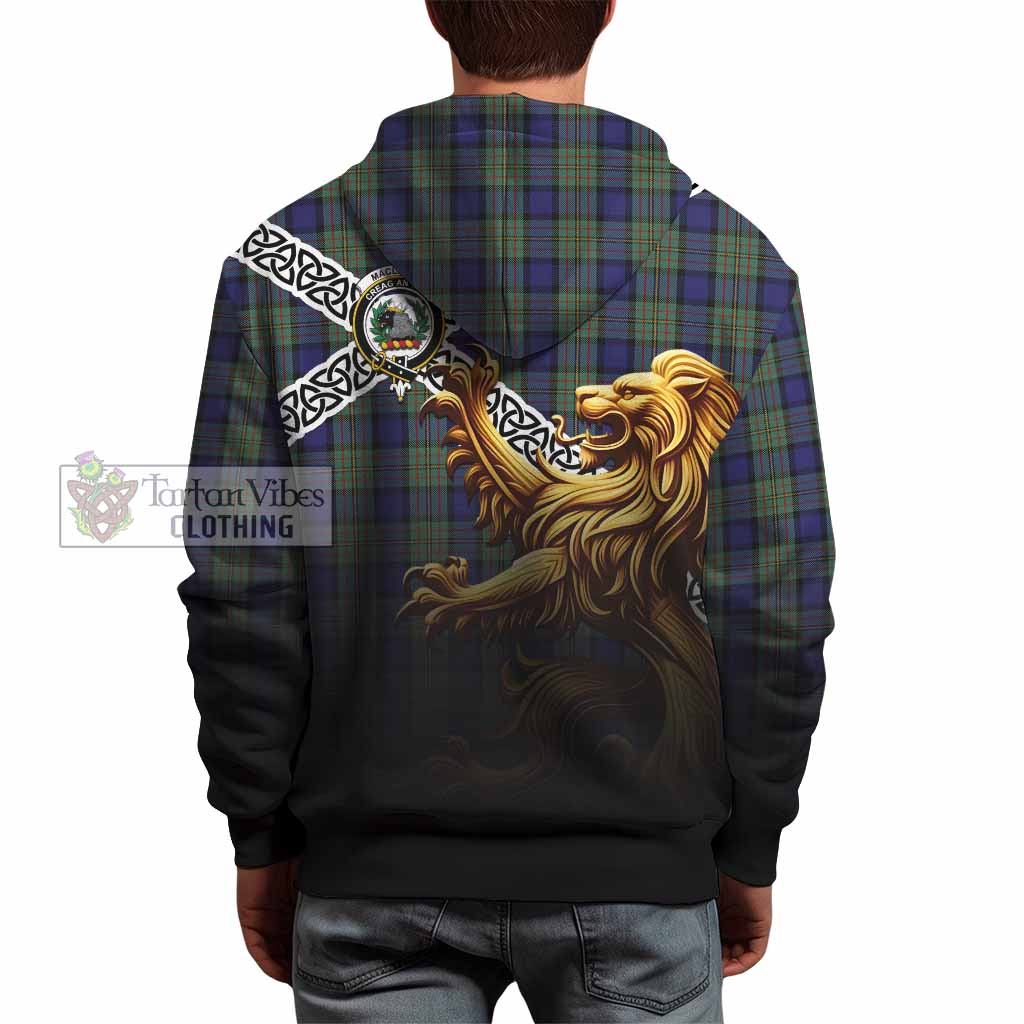 Tartan Vibes Clothing MacLaren (McLaren) Crest Tartan Hoodie with Golden Lion Emblem Celtic Style