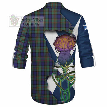 Tartan Vibes Clothing MacLaren (McLaren) Tartan Family Crest Ghillie Kilt Shirt Scottish Thistle Celtic Inspired