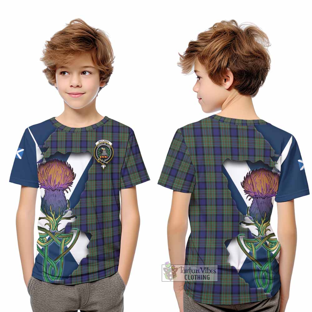 Tartan Vibes Clothing MacLaren (McLaren) Tartan Family Crest Kid T-Shirt Scottish Thistle Celtic Inspired