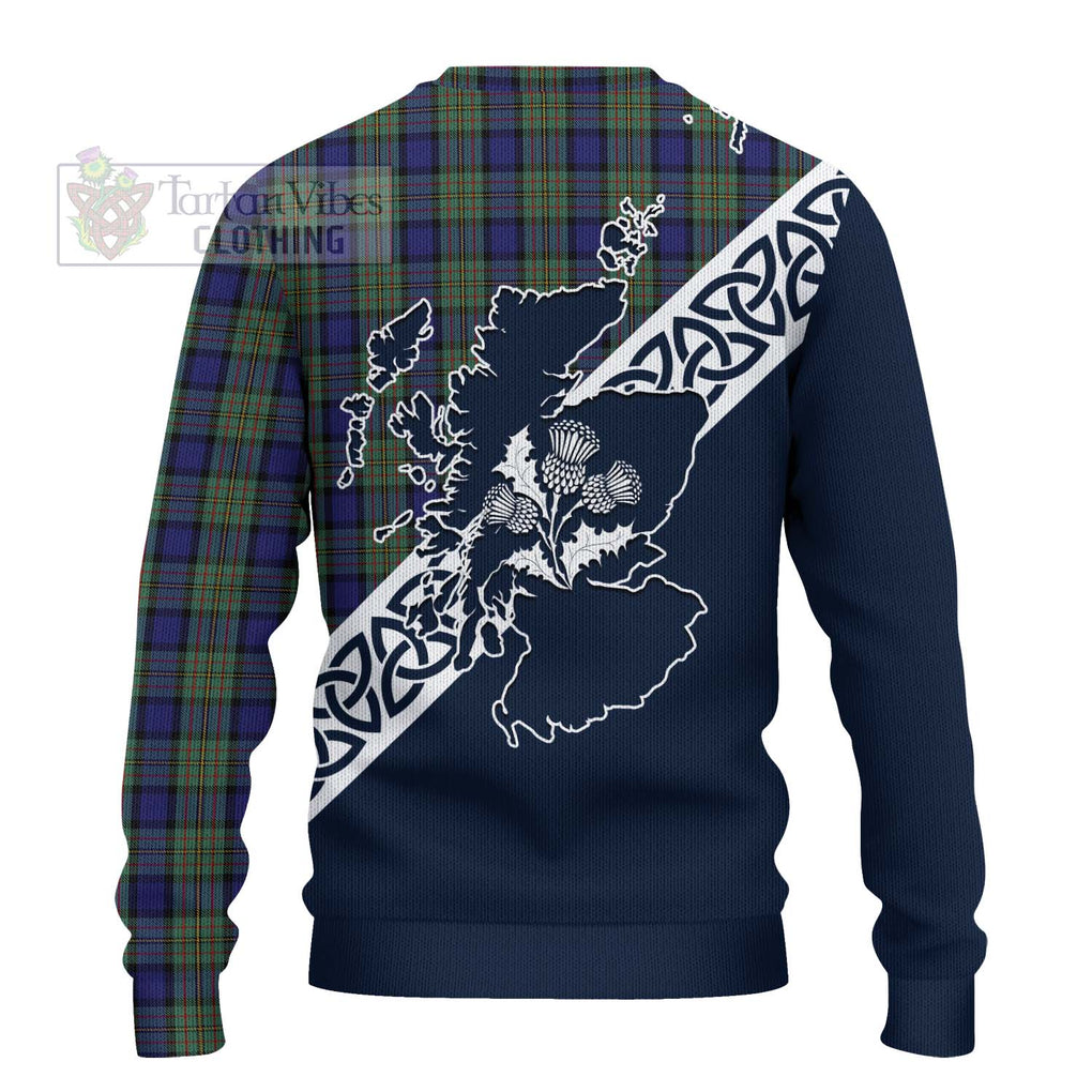 Tartan Vibes Clothing MacLaren (McLaren) Tartan Knitted Sweater Featuring Thistle and Scotland Map