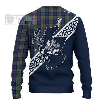 Tartan Vibes Clothing MacLaren (McLaren) Tartan Knitted Sweater Featuring Thistle and Scotland Map
