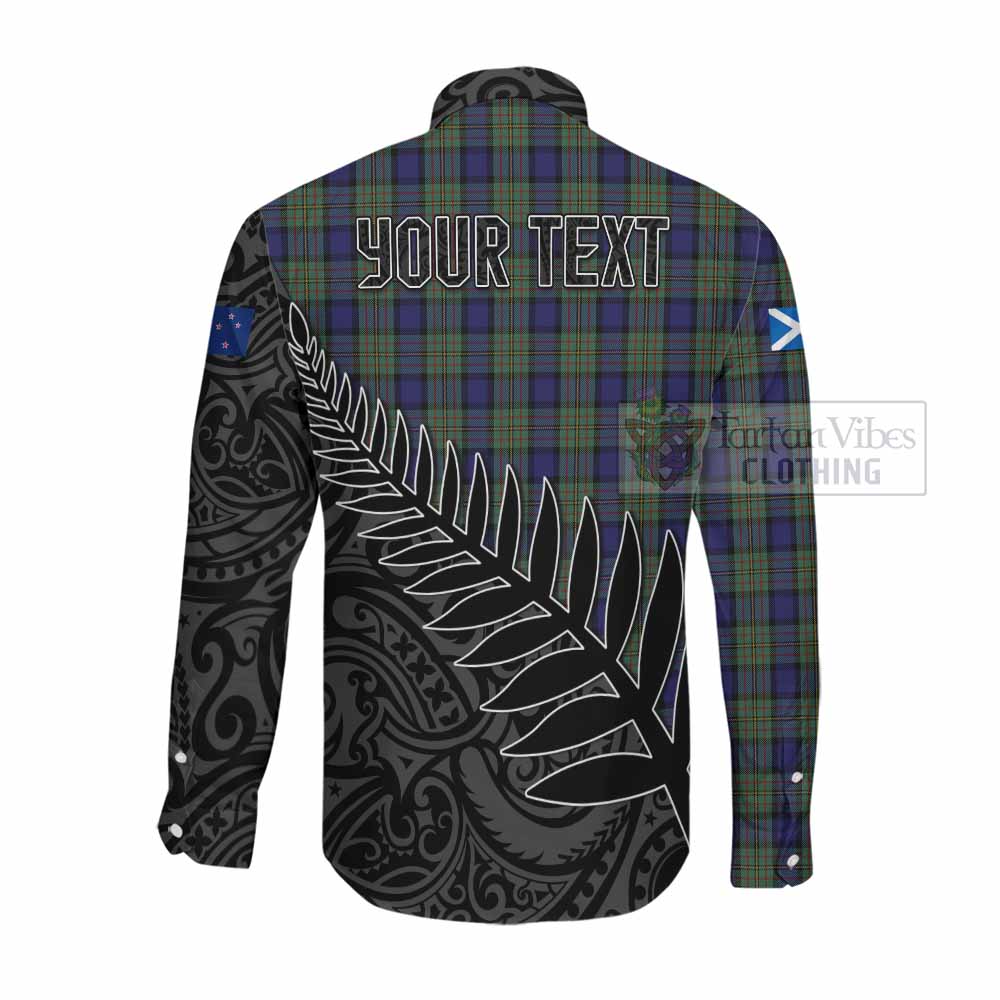Tartan Vibes Clothing MacLaren (McLaren) Crest Tartan Long Sleeve Button Shirt with New Zealand Silver Fern Half Style